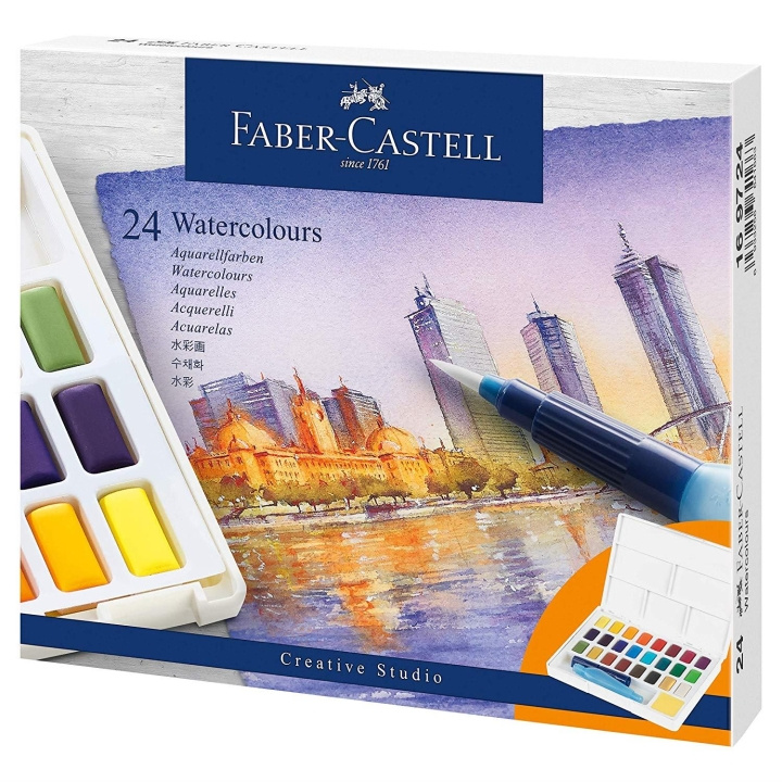 Faber-Castell Sett med akvarellfarger i form 24kt (169724) i gruppen SPORT, FRITID & HOBBY / Hobby / Male & Tegne / Penner, Fargestifter & Blekk hos TP E-commerce Nordic AB (D14159)