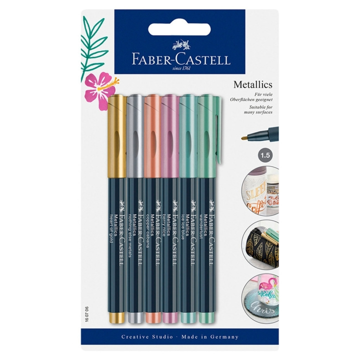 Faber-Castell Metallics Marker, 6 stk (160706) i gruppen SPORT, FRITID & HOBBY / Hobby / Male & Tegne / Penner, Fargestifter & Blekk hos TP E-commerce Nordic AB (D14295)