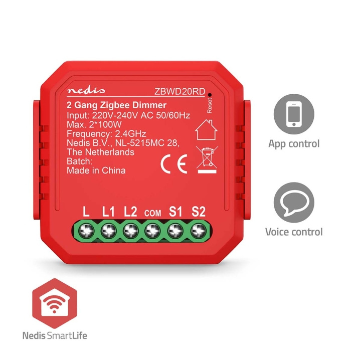 Nedis SmartLife Strømbryter | Zigbee 3.0 | 2x100 W | Terminalforbindelse | App tilgjengelig for: Android™ / IOS i gruppen HJEM, HUS OG HAGE / Smarthus / Smarthussystemer hos TP E-commerce Nordic AB (D14666)