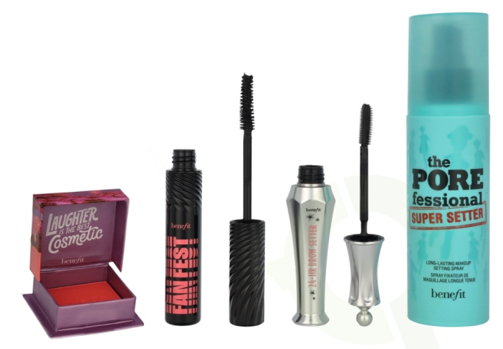 Benefit Extra Glam Infused Giftset 138 ml Porefessional Super Setter Spray 120ml/Fan Fest Mascara 8.5g/24hrBrowSetter 7ml/Crystah BOP Bronzer and Blush 2.5g i gruppen HELSE OG SKJØNNHET / Gavesett / Gavesett for henne hos TP E-commerce Nordic AB (D14752)
