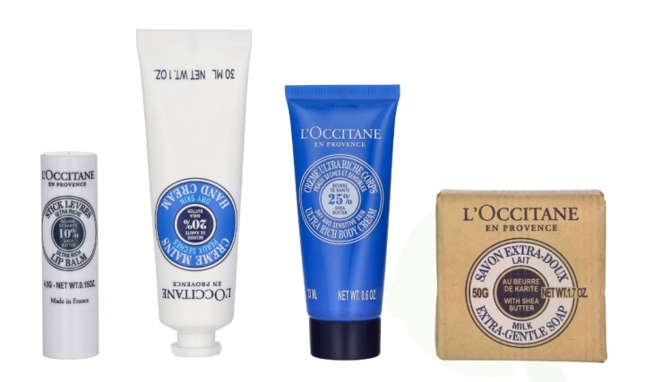 L\'Occitane Shea Butter Giftset 104.5 ml Body Cream 20ml/Hand Cream 30ml/Soap 50g/Lip Balm 4,5g i gruppen HELSE OG SKJØNNHET / Gavesett / Gavesett for henne hos TP E-commerce Nordic AB (D14831)