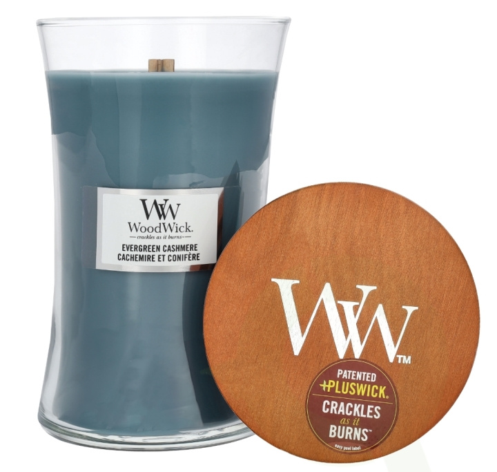 WoodWick Evergreen Cashmere Large Hourglass Candle 0 i gruppen HELSE OG SKJØNNHET / Duft og parfyme / Andre dufter / Duftlys hos TP E-commerce Nordic AB (D14835)