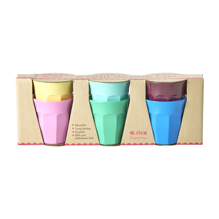RICE Melaminkopper - assorterte farger - små - 160 ml - 6-pakning i gruppen SPORT, FRITID & HOBBY / Morsomme produkter / Kopper hos TP E-commerce Nordic AB (D15341)