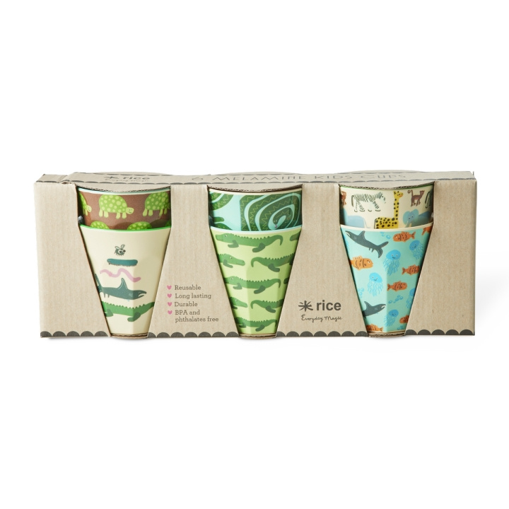 RICE Melaminkopper med motiv av ville dyr - Mint - Små i gruppen SPORT, FRITID & HOBBY / Morsomme produkter / Kopper hos TP E-commerce Nordic AB (D15345)