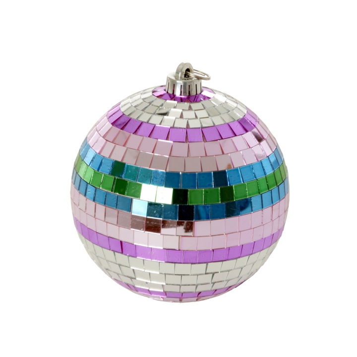 RICE Discokule med funky striper - Rosa, sølv, grønn, blå - Medium i gruppen SPORT, FRITID & HOBBY / Morsomme produkter / Morsomme produkter hos TP E-commerce Nordic AB (D15349)