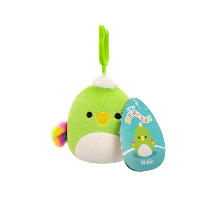 Squishmallows 9 cm P22 Clip On - Wolfe Green Parrot i gruppen LEKER, BARN OG BABY / Babyleker (0-3 år) / Kosedyr hos TP E-commerce Nordic AB (D15378)