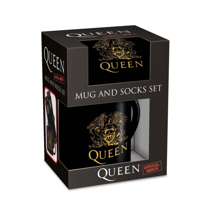 Pyramid International QUEEN Mug & Sock Set - UK-størrelser 3-8 (EU 36-41) i gruppen SPORT, FRITID & HOBBY / Morsomme produkter / Samlerobjekter hos TP E-commerce Nordic AB (D15414)