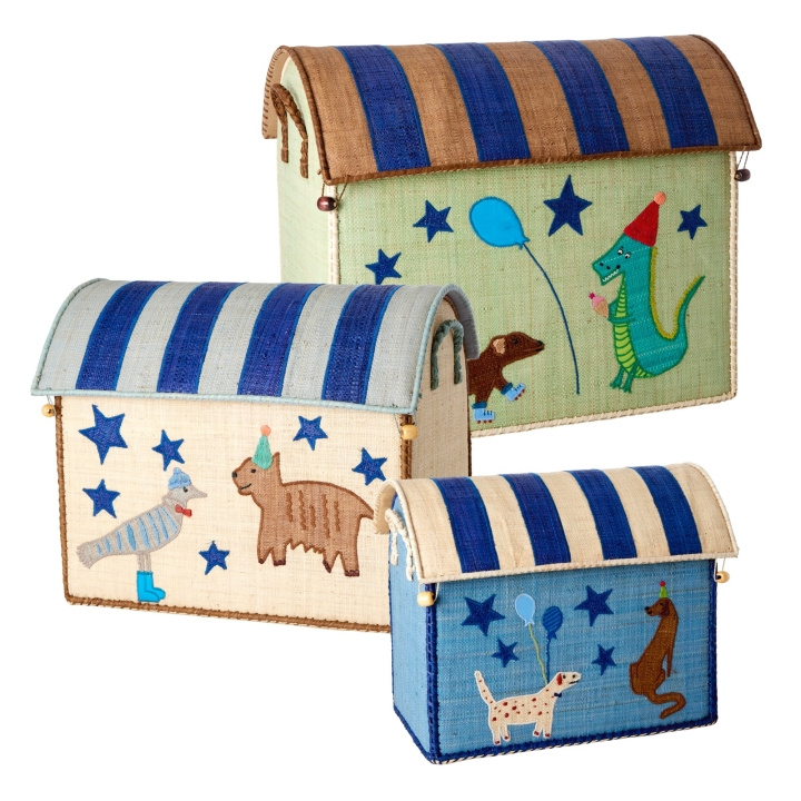RICE Stort sett med 3 lekekurver - Blue Party i gruppen LEKER, BARN OG BABY / Barnerom / Lagring hos TP E-commerce Nordic AB (D15431)