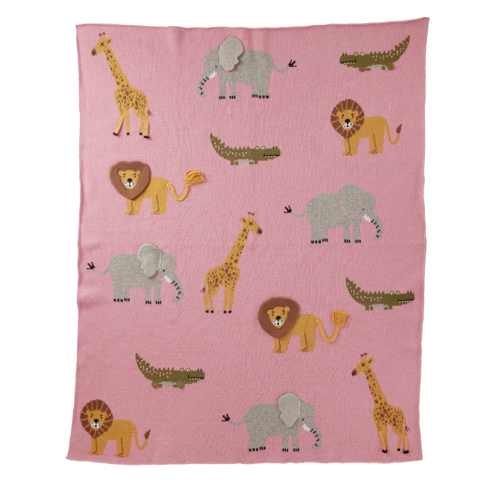 RICE Strikket babyteppe med dyr og 3D-detaljer - Rosa i gruppen LEKER, BARN OG BABY / Barnetekstiler / Babytepper hos TP E-commerce Nordic AB (D15533)