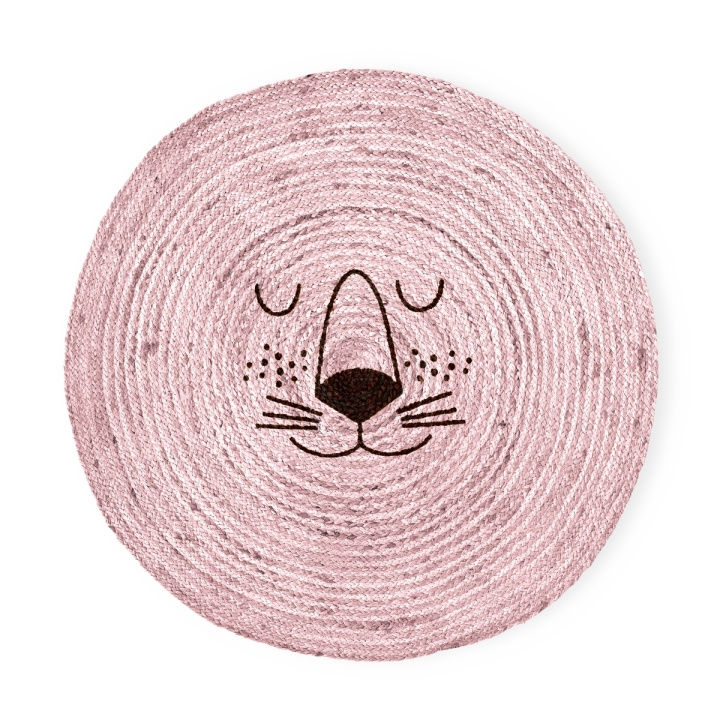 RICE Gulvmatte i jute med løveansikt - Mild rosa i gruppen HJEM, HUS OG HAGE / Innredning / Dørmatter hos TP E-commerce Nordic AB (D15538)