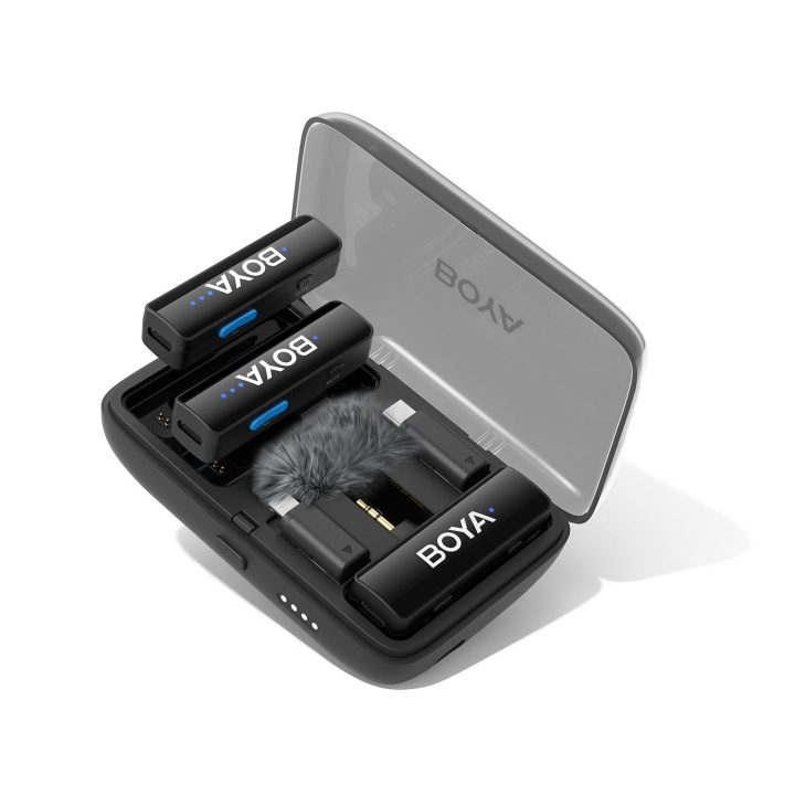 BOYA Mikrofon BOYALINK V2.0 3,5mm Trådløst X2-system Lightning USB-C i gruppen Elektronikk / Lyd & Bilde / Håndholdte mikrofoner hos TP E-commerce Nordic AB (D15814)
