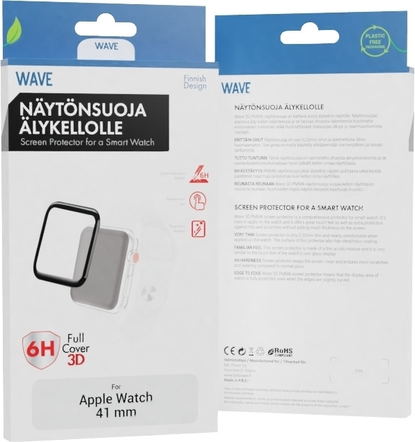 Wave 3D PMMA-skjermbeskytter til Apple Watch 41 mm, svart i gruppen SMARTTELEFON & NETTBRETT / Trening, hjem og fritid / Apple Watch og tilbehør / Apple Watch hos TP E-commerce Nordic AB (D15999)