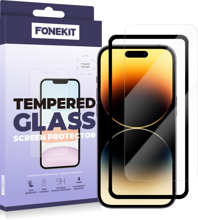 FoneKit panserglass, iPhone 14 Pro i gruppen SMARTTELEFON & NETTBRETT / Mobilbeskyttelse / Apple / iPhone 14 hos TP E-commerce Nordic AB (D16050)