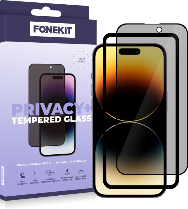 FoneKit Privacy+ heldeksel, iPhone 14 Pro, svart i gruppen SMARTTELEFON & NETTBRETT / Mobilbeskyttelse / Apple / iPhone 14 hos TP E-commerce Nordic AB (D16119)