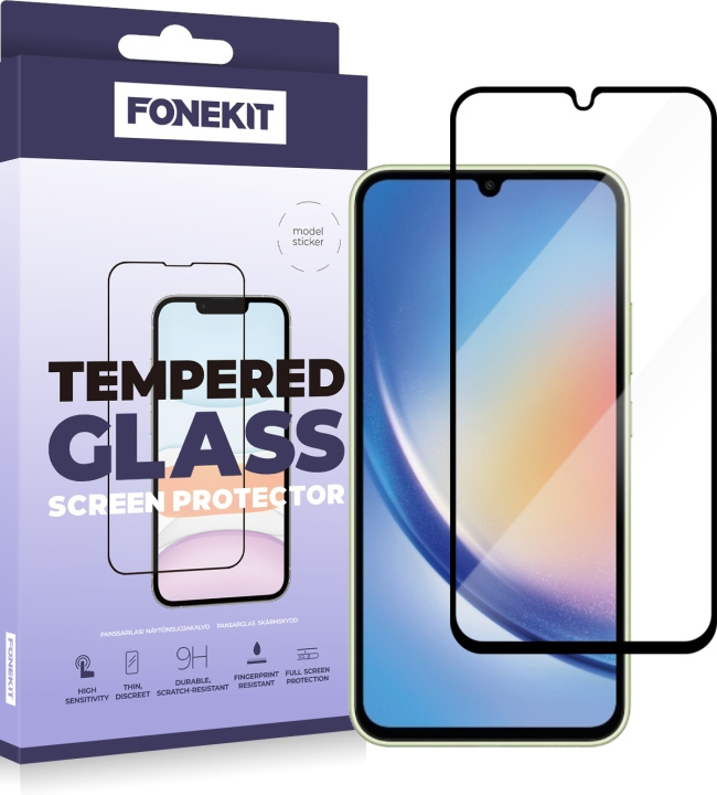 FoneKit Heldekkende panserglass, Samsung Galaxy A34 5G i gruppen SMARTTELEFON & NETTBRETT / Mobilbeskyttelse / Samsung hos TP E-commerce Nordic AB (D16160)