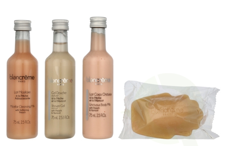 Blancreme Travel Set 305 ml Shower Gel 80ml/Body Lotion 80ml/Micellar Cleansing Water 75ml/Mask/Soap 70gr/Bag - Peach & Lemon i gruppen HELSE OG SKJØNNHET / Gavesett / Gavesett for henne hos TP E-commerce Nordic AB (D16664)