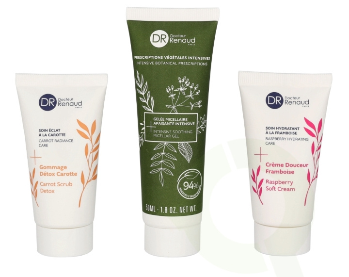 Dr. Renaud Facial Essential Trio Set 90 ml Micellar Gel 50ml/Scrub Detox 20ml/Soft Cream 20ml i gruppen HELSE OG SKJØNNHET / Hudpleie / Ansikt / Dagkrem hos TP E-commerce Nordic AB (D16668)