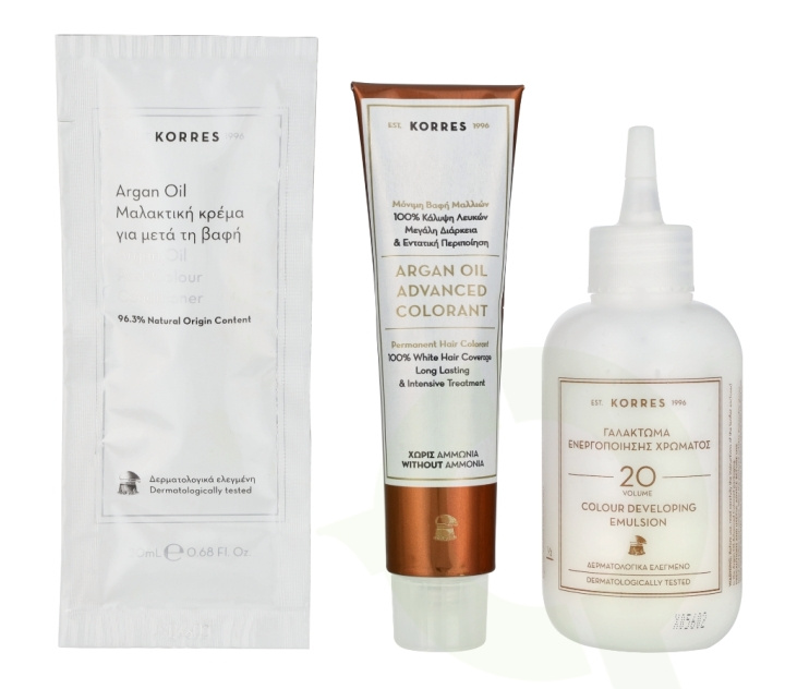 Korres Argan Oil Advanced Colorant 145 ml 6.7 Cocoa - Colorant 50ml/Emulsion 75ml/Conditioner 20ml i gruppen HELSE OG SKJØNNHET / Hår & styling / Hårpleie / Hårfarge hos TP E-commerce Nordic AB (D16671)