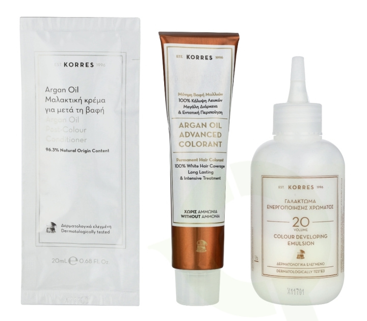 Korres Argan Oil Advanced Colorant 145 ml 77.44 Copper Blonde - Colorant 50ml/Emulsion 75ml/Conditioner 20ml i gruppen HELSE OG SKJØNNHET / Hår & styling / Hårpleie / Hårfarge hos TP E-commerce Nordic AB (D16675)