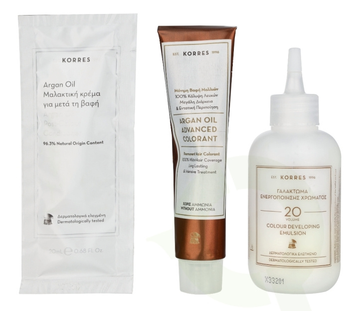 Korres Argan Oil Advanced Colorant 145 ml 7.7 Mocha - Colorant 50ml/Emulsion 75ml/Conditioner 20ml i gruppen HELSE OG SKJØNNHET / Hår & styling / Hårpleie / Hårfarge hos TP E-commerce Nordic AB (D16676)