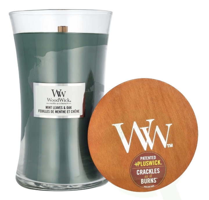 WoodWick Mint Leaves & Oak Large Hourglass Candle 0 i gruppen HELSE OG SKJØNNHET / Duft og parfyme / Andre dufter / Duftlys hos TP E-commerce Nordic AB (D16765)