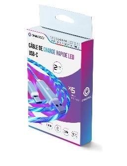 Oniverse USB-C hurtigladingskabel med LED - 2 meter - Hvit i gruppen Datautstyr / Kabler og adaptere / USB / USB-C hos TP E-commerce Nordic AB (D17066)