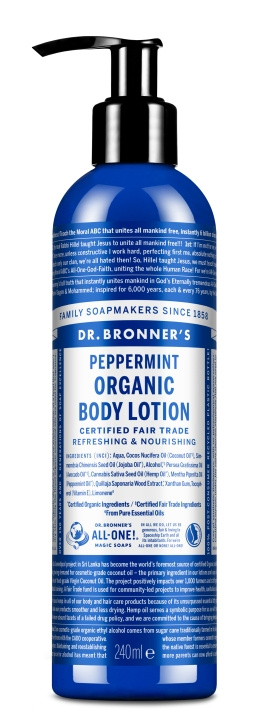 Dr. Bronner\'s Dr. Bronner\'s - Organic Body Lotion Peppermint 240 ml i gruppen HELSE OG SKJØNNHET / Hudpleie / Kroppspleie / Body lotion hos TP E-commerce Nordic AB (D17340)
