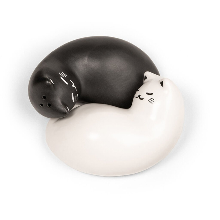 Kikkerland Purrfect salt- og pepperbøsser - svart og hvit - 8,25 cm x 3,75 cm x 6,5 cm i gruppen HJEM, HUS OG HAGE / Kjøkkenutstyr / Saltkverner og pepperkverner hos TP E-commerce Nordic AB (D17602)