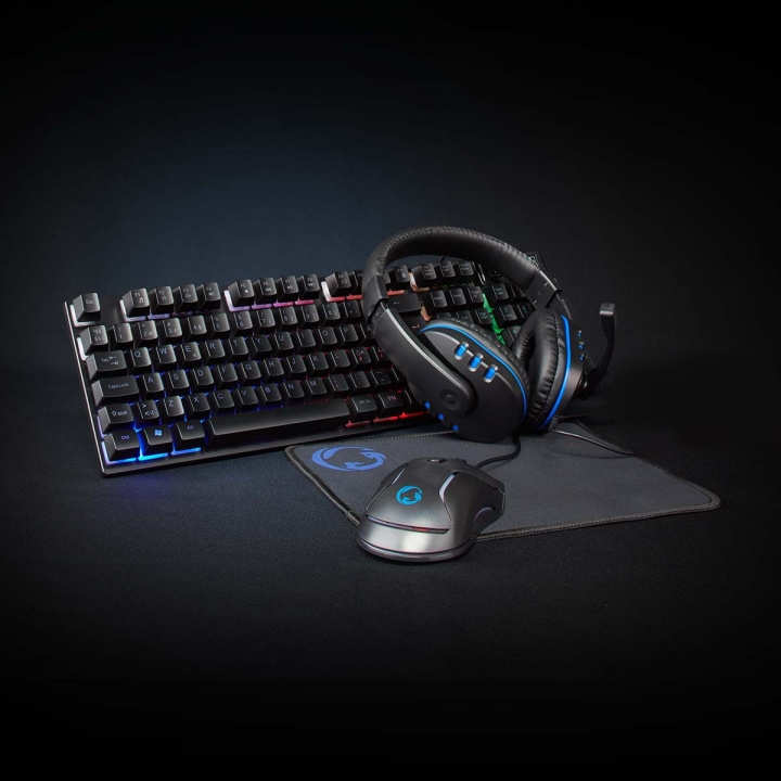 Nedis Gaming Combo Kit | 5-i-1 | Tastatur, headset, mus og musematte | Sort | QWERTY | ND Layout i gruppen Datautstyr / GAMING / Tastatur hos TP E-commerce Nordic AB (D17830)