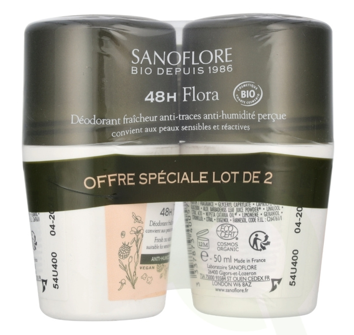 Sanoflore 48H Flora Deodorant Duo Set 100 ml 2x50ml i gruppen HELSE OG SKJØNNHET / Duft og parfyme / Deodorant / Deo for henne hos TP E-commerce Nordic AB (D18344)