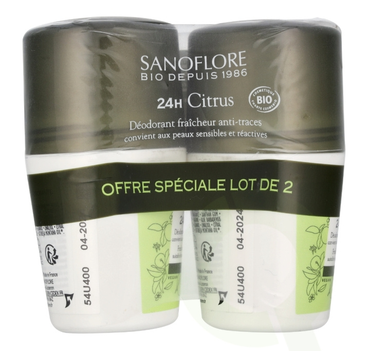Sanoflore 24H Citrus Deodorant Duo Set 100 ml 2x50ml i gruppen HELSE OG SKJØNNHET / Duft og parfyme / Deodorant / Deo for henne hos TP E-commerce Nordic AB (D18345)