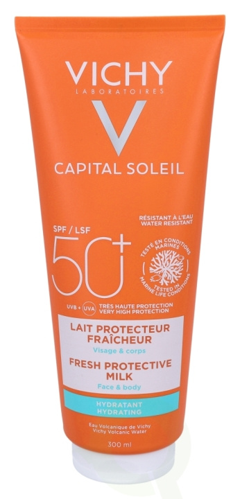 Vichy Capital Soleil Fresh Protective Milk SPF50+ 300 ml i gruppen HELSE OG SKJØNNHET / Hudpleie / Soling / Solkrem hos TP E-commerce Nordic AB (D18437)