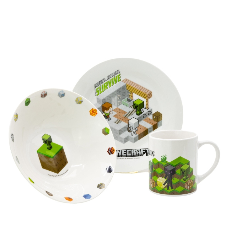 MINECRAFT Stor - Gavesett med 3 deler i keramikk - MINECRAFT (40485) i gruppen LEKER, BARN OG BABY / Spise & drikke / Barneserviser hos TP E-commerce Nordic AB (D18601)