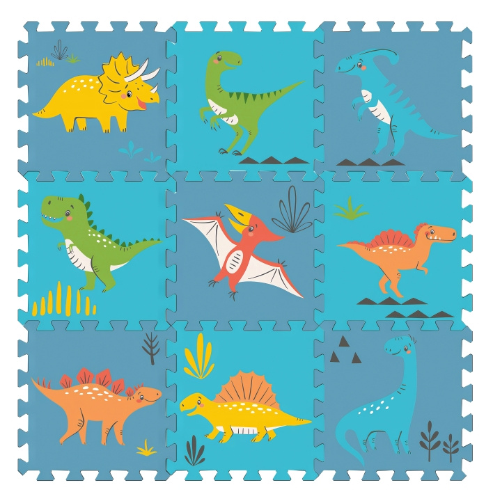 Magni Gulvpuslespill med dinoarter, 9 skumfliser - (5638) i gruppen LEKER, BARN OG BABY / Leker / Barnas puslespill hos TP E-commerce Nordic AB (D18710)