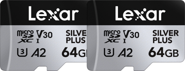 Lexar microSDXC Professional SILVER Plus UHS-I/U3/A2/4K R205/W100 (V30) - SILVER - 64 GB - 2-pakning i gruppen Elektronikk / Lagringsmedia / Minnekort / SD/SDHC/SDXC hos TP E-commerce Nordic AB (D18776)