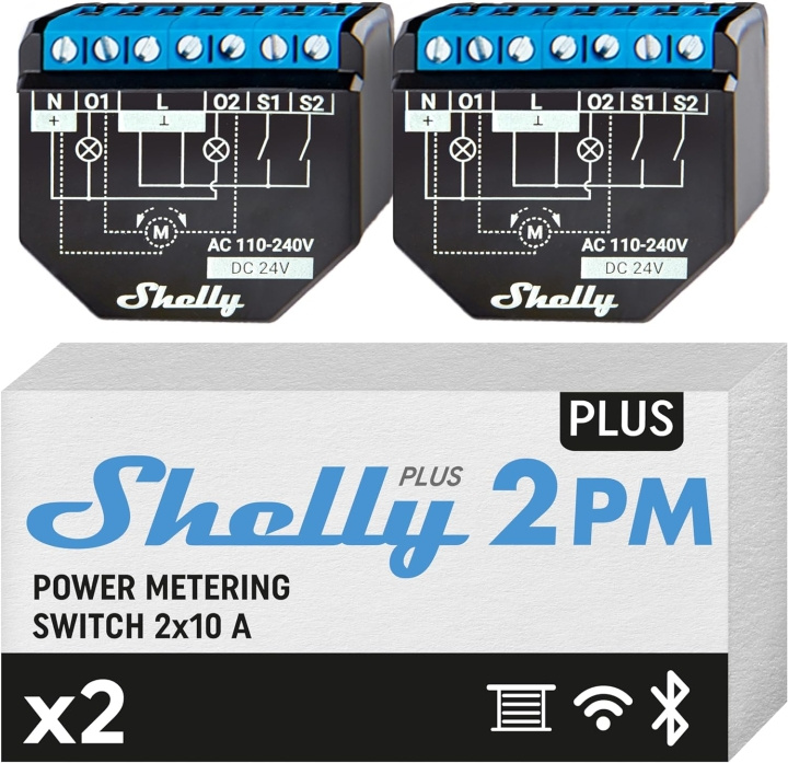 Shelly Plus 2PM (Dual Pack) - Forbedre opplevelsen av ditt smarte hjem i gruppen HJEM, HUS OG HAGE / Smarthus / Smarthussystemer hos TP E-commerce Nordic AB (D18804)