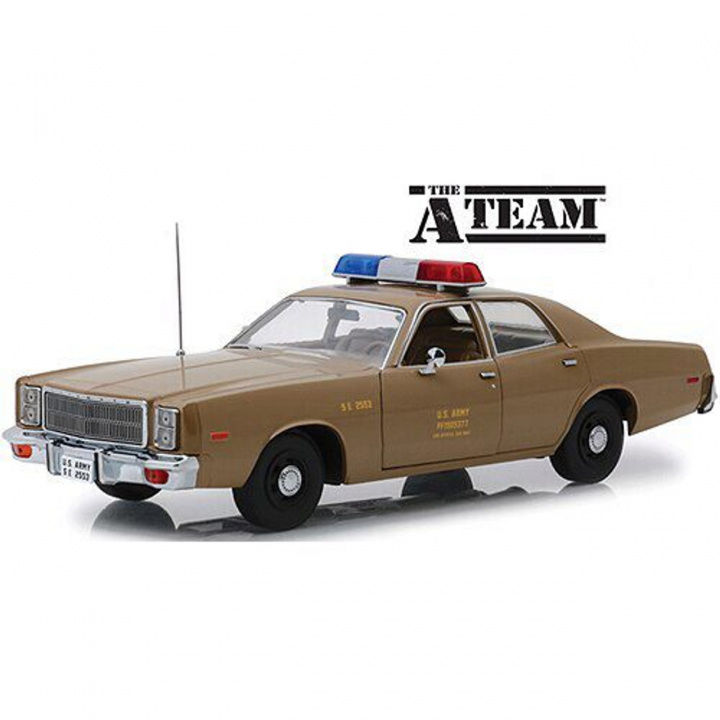 Greenlight Collectibles - 1/18 The A-Team (1983-87 TV) - 1977 Plymouth Fury US Army Police i gruppen SPORT, FRITID & HOBBY / Hobby / Plastmodeller / Biler hos TP E-commerce Nordic AB (D18865)