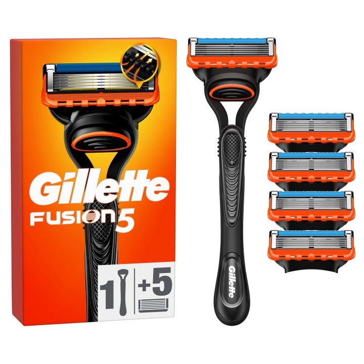 Gillette Fusion5 barberhøvel for menn - Oransje/Svart i gruppen HELSE OG SKJØNNHET / Hår & styling / Barbering og trimming / Barberhøvler og tilbehør hos TP E-commerce Nordic AB (D19008)