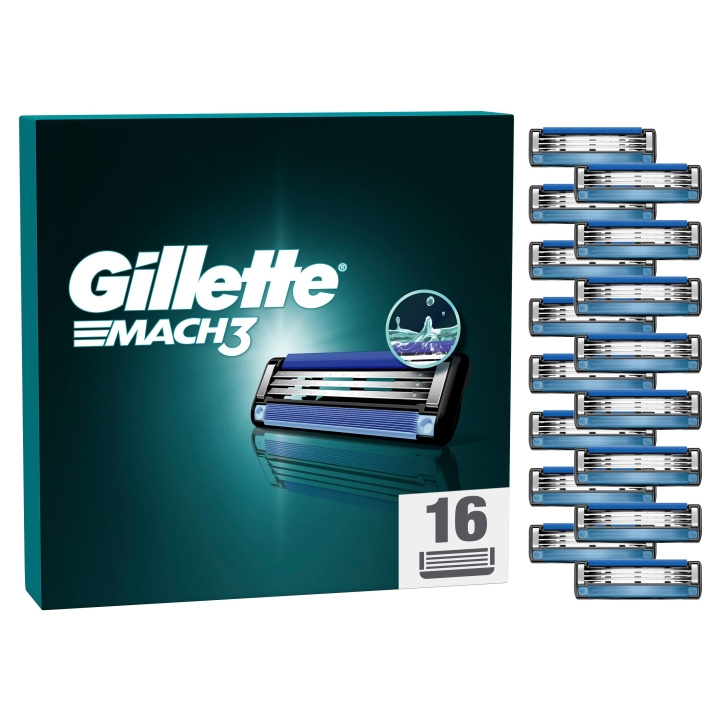 Gillette Mach3 barberblader - Blå/Svart - 16 stk i gruppen HELSE OG SKJØNNHET / Hår & styling / Barbering og trimming / Barberhøvler og tilbehør hos TP E-commerce Nordic AB (D19025)