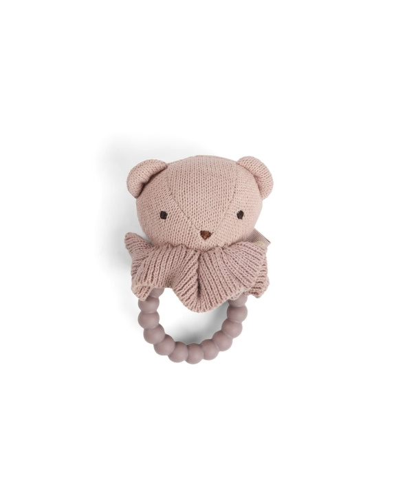 Smallstuff Rangle, bjørneansikt på silikonring, myk rose (40008-92) i gruppen LEKER, BARN OG BABY / Babyleker (0-3 år) / Kosedyr hos TP E-commerce Nordic AB (D19093)