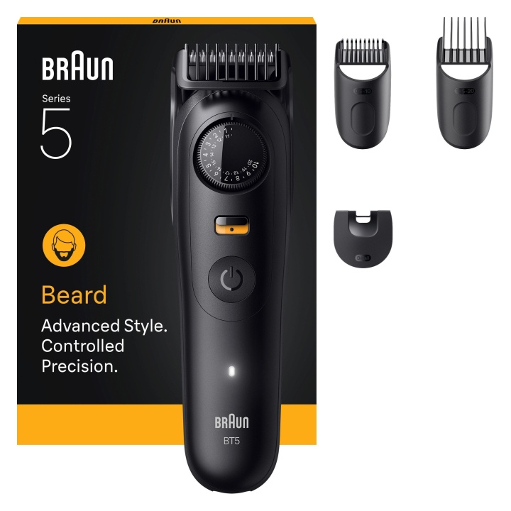 Braun Skjeggtrimmer Series 5, +4 stylingsverktøy, BT5520 - Svart i gruppen HELSE OG SKJØNNHET / Hår & styling / Barbering og trimming / Skjeggtrimmere og tilbehør hos TP E-commerce Nordic AB (D19197)