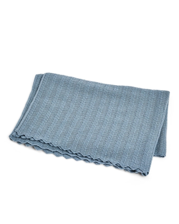 Smallstuff Babyteppe, fiskebein, merinoull - Blå - 80x100 cm (70007-84) i gruppen LEKER, BARN OG BABY / Barnetekstiler / Babytepper hos TP E-commerce Nordic AB (D19237)
