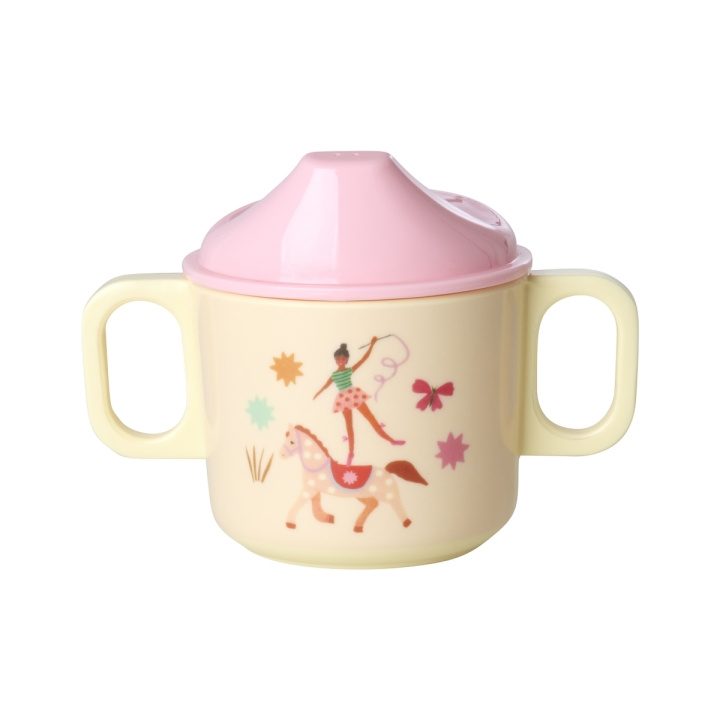RICE Babybeger i melamin med 2 håndtak og tivolitrykk - Rosa - 250 ml i gruppen LEKER, BARN OG BABY / Spise & drikke / Barneserviser hos TP E-commerce Nordic AB (D19431)