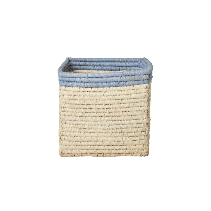 RICE Raffiakurv uten håndtak i natur med blå kant - 20 cm x 20 cm x 20 cm - natur med blå kant i gruppen LEKER, BARN OG BABY / Barnerom / Lagring hos TP E-commerce Nordic AB (D19516)