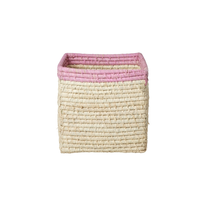 RICE Raffiakurv uten håndtak i naturfarget med sart rosa kant - 20 cm x 20 cm x 20 cm - naturfarget med sart rosa kant i gruppen LEKER, BARN OG BABY / Barnerom / Lagring hos TP E-commerce Nordic AB (D19517)