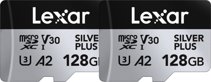 Lexar microSDXC Professional SILVER Plus UHS-I/U3/A2/4K R205/W150 (V30) - 128 GB - 2-pk i gruppen Elektronikk / Lagringsmedia / Minnekort / SD/SDHC/SDXC hos TP E-commerce Nordic AB (D19601)