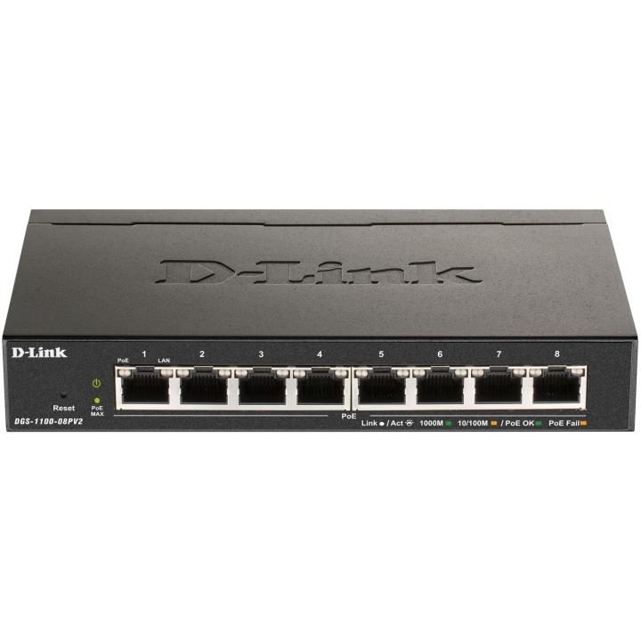 D-Link DGS-1100-08PV2 8-Port PoE Administrerbar Gigabitswitch i gruppen Datautstyr / Nettverk / Switcher hos TP E-commerce Nordic AB (D19677)