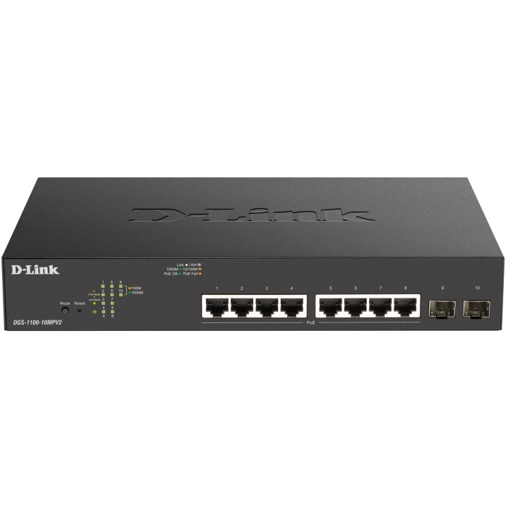 D-Link DGS-1100-10MPV2 10-port PoE+ Smart Administrerbar Gigabitswitch i gruppen Datautstyr / Nettverk / Switcher hos TP E-commerce Nordic AB (D19678)