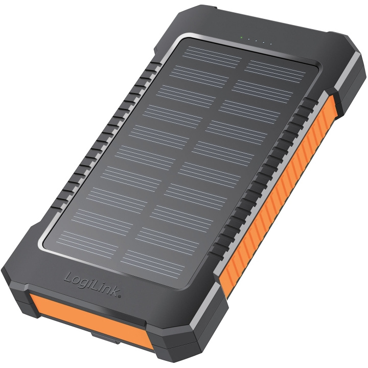 LogiLink PowerBank 6.000 mAh 10W Solcell Svart/Orange i gruppen SMARTTELEFON & NETTBRETT / Ladere og Kabler / Powerbanks hos TP E-commerce Nordic AB (D19699)