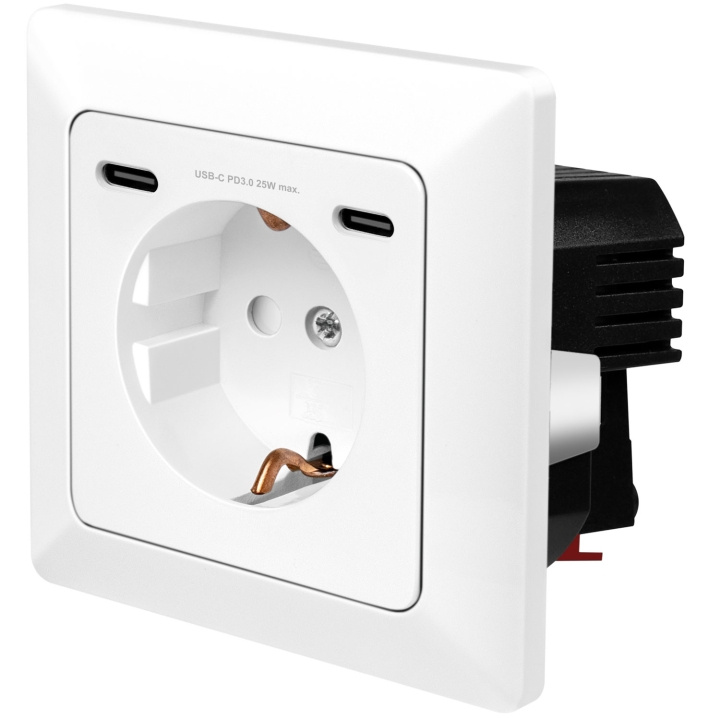 LogiLink Vägguttag 230V med 2xUSB-C PD 25W i gruppen HJEM, HUS OG HAGE / El og belysning / Elinstallasjon / Stikkontakter hos TP E-commerce Nordic AB (D19700)